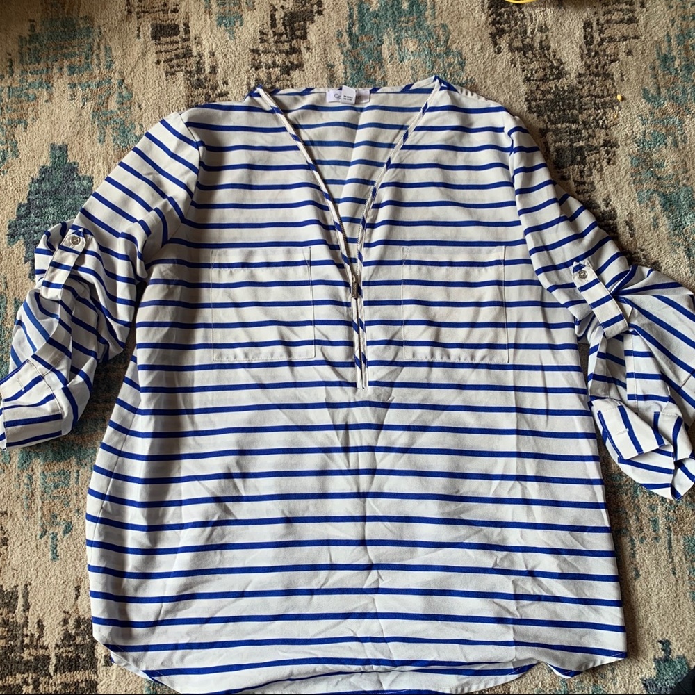 Calvin Klein blue and white striped women’s zipper